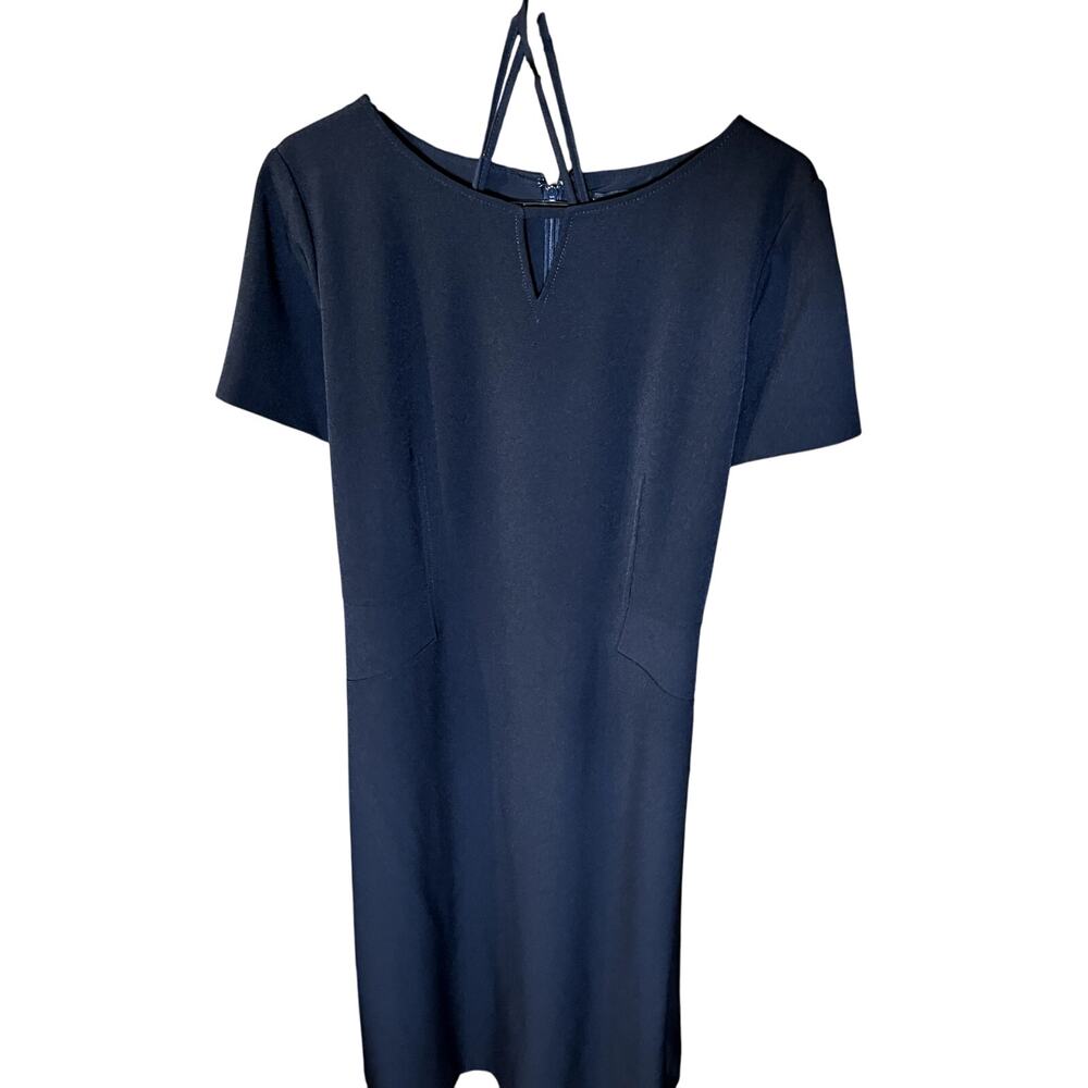 Preston & York "Isabel" Short Sleeve Sheath Dress – Navy – Size 14